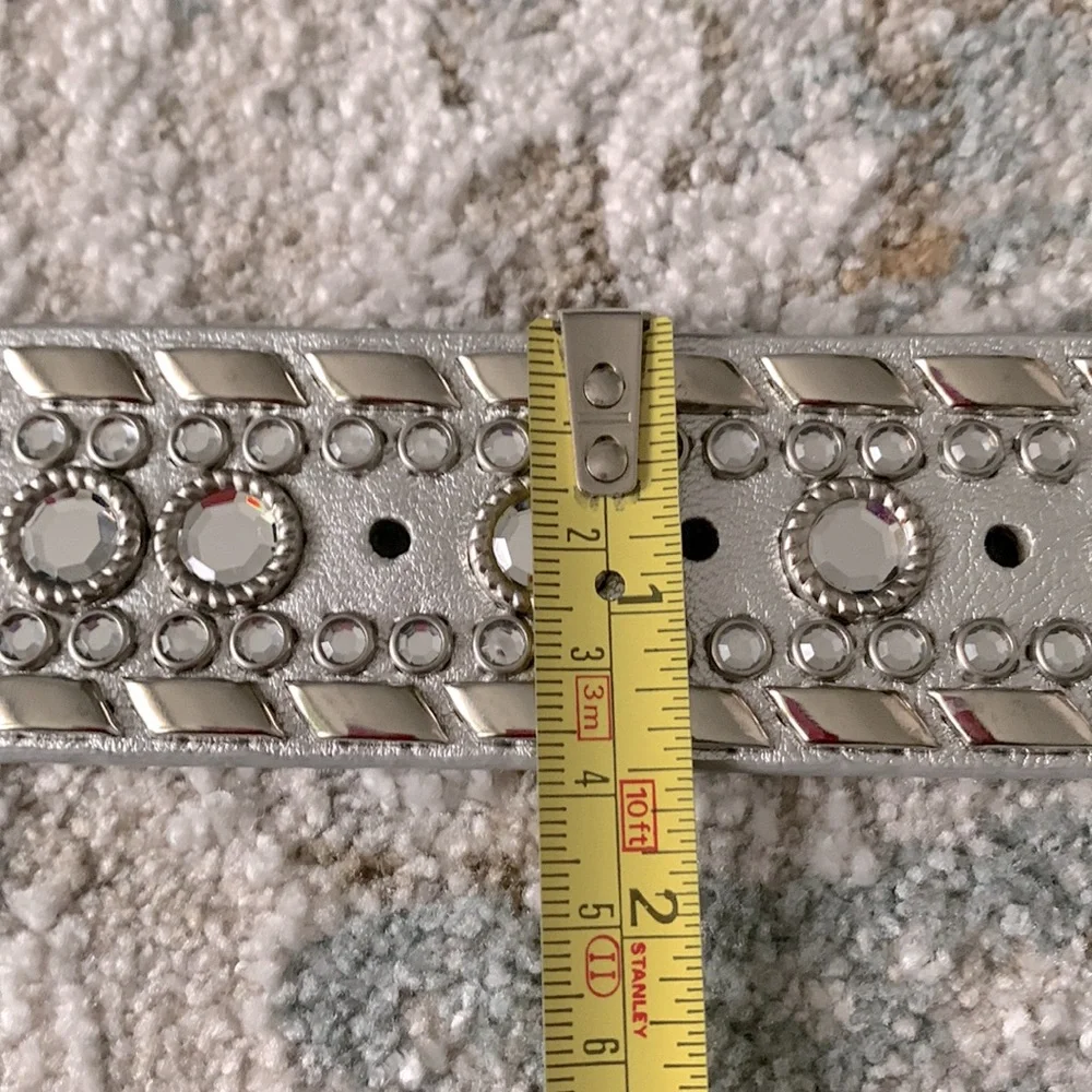 Silver Rhinestone Studded Women's Belt